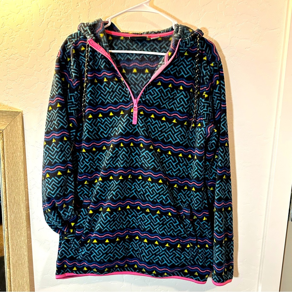 🔥 3/15 SALE 🔥 Valor Collective Casual Aztec Fleece 1/4 Zip Cozy Hooded Fleece